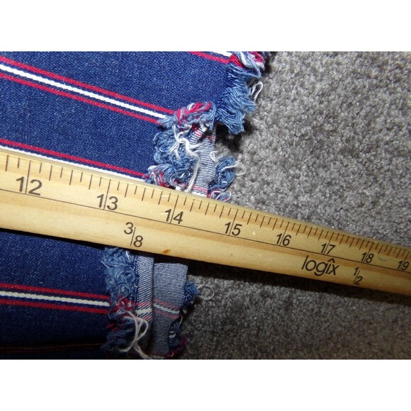 AMERICAN EAGLE Skirt 6 Denim Mini Super Stretch Striped Straight High Rise Blue - Picture 8 of 8